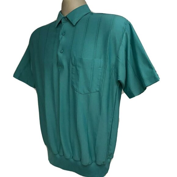 Vintage Classic Green Blue Retro Hipster Pullover Shirt Large Pocket Stretch - Picture 1 of 5